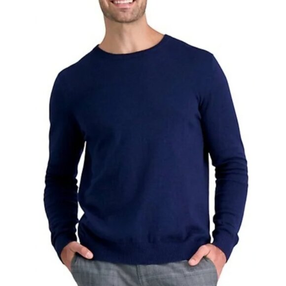 Haggar Cotton Cashmere Blue Crewneck Sweater Men's Size M - Picture 1 of 9